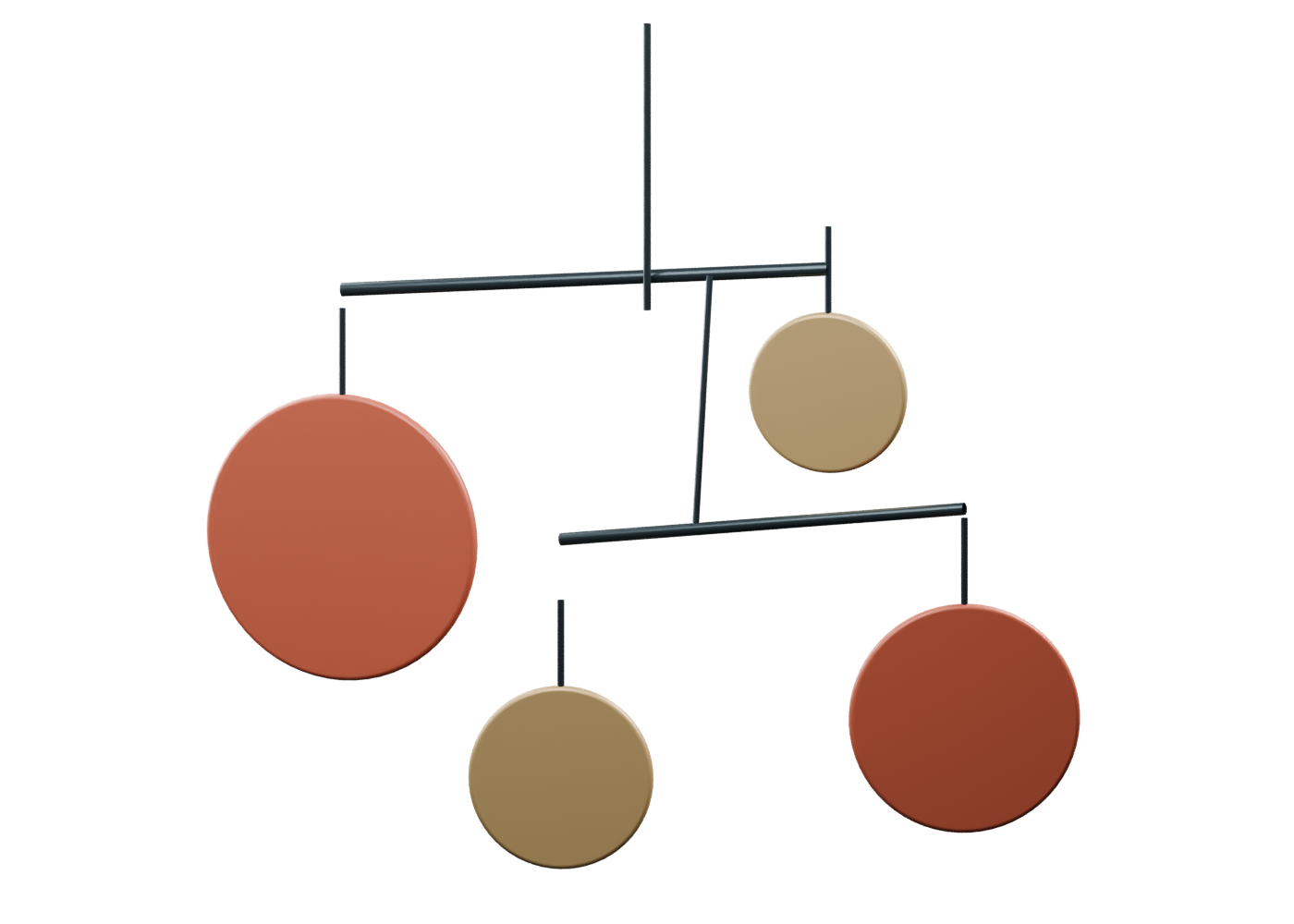 Hanging mobile around a marked center