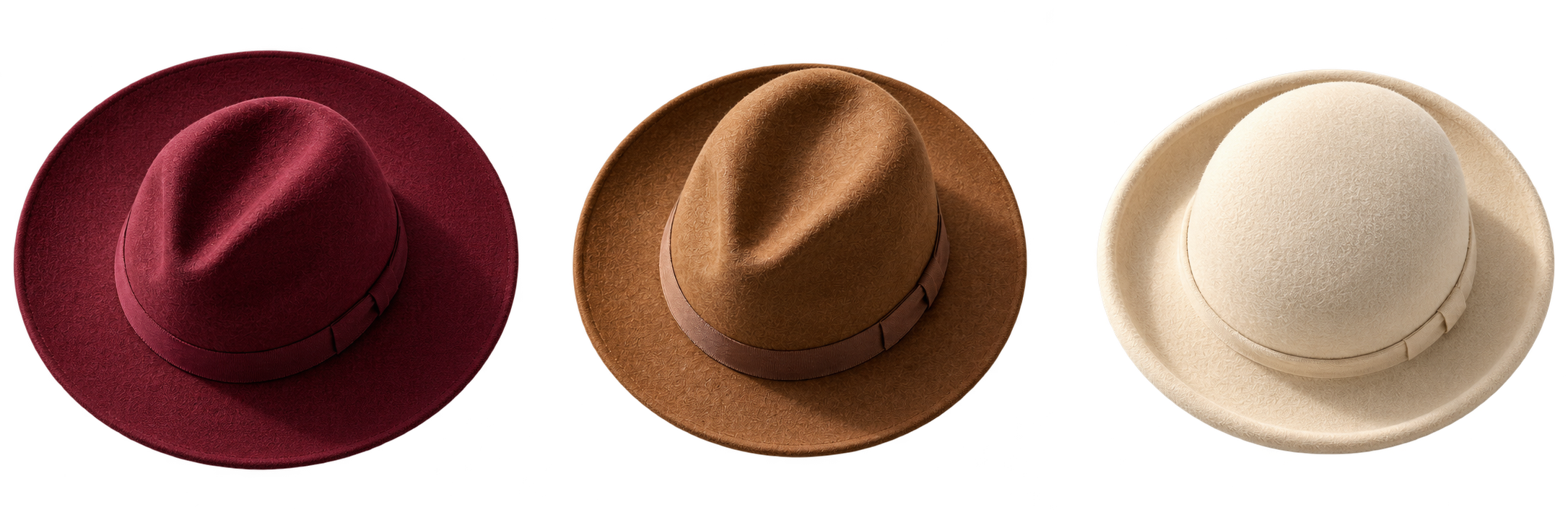 Burgundy wide-brim felt hat