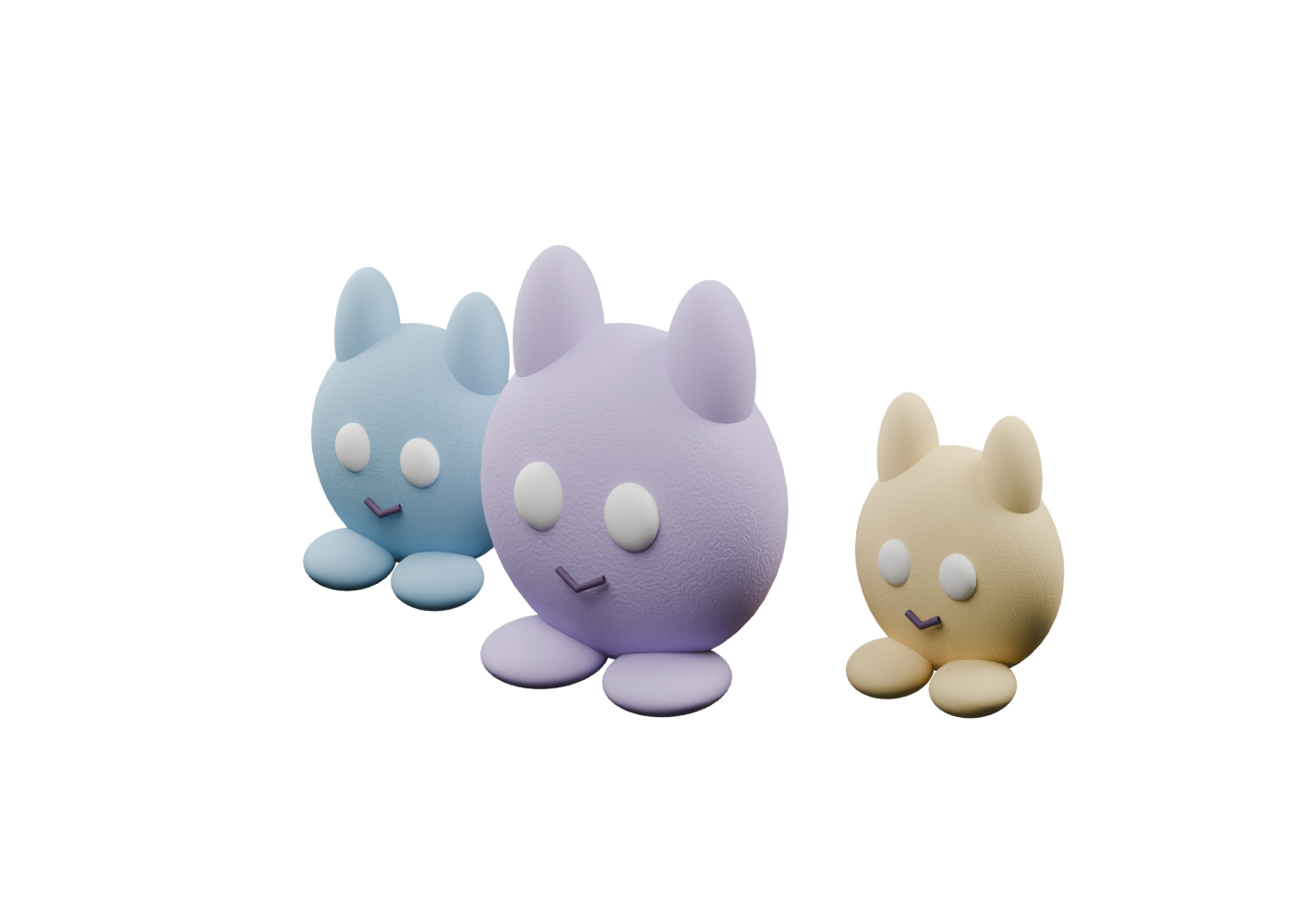Three soft woven characters with long ears